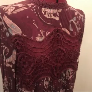 free people sweet thing printed tunic dress purple paisley burgundy size‎ small thumbnail 4