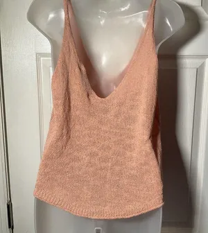 FP Beach Peach Orange Pink Pullover Round Hem Tank NWT Knit Small Casual Preppy thumbnail 5