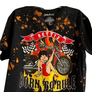 Vintage Betty Boop “Born To Rule” Motorcycle Graphic Crop Top Women’s Large NWOT thumbnail 1