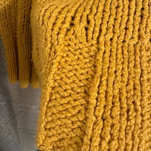 Free People Desert Sun Golden Yellow Beachy Slouch Chunky Sweater Large thumbnail 7