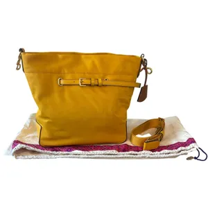 Tory‎ Burch Perry Nylon Bucket Bag Golden Crest Yellow Crossbody Belt Detail thumbnail 2