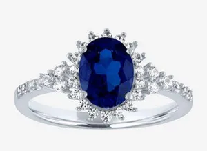 Lab created blue sapphire sterling silver ring thumbnail 1