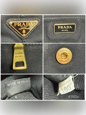 Prada Canapa Large GM Black Denim Canvas Tote Bag Distressed Vintage Italy thumbnail 4