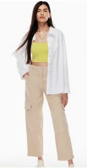 Aritzia Wilfred Free Maeve Tan Cargo Pants Baggy Relaxed Ankle Length 12 thumbnail 1