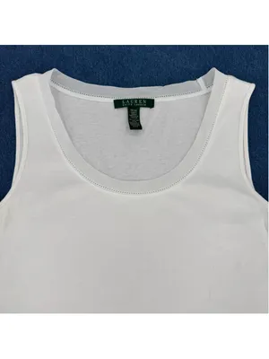 Lauren Ralph Lauren White Cardigan & Tank Top Set Linen Cotton Ribbon Trim Med thumbnail 10