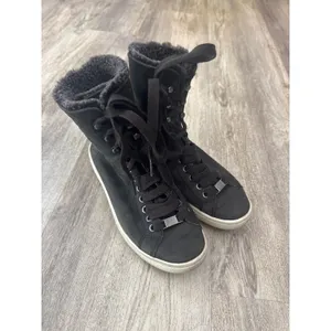 UGG Starlyn Black Leather Sherling High Top Sneaker Shoe Women's 6.5 US thumbnail 5