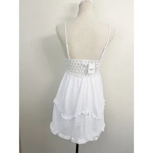 rue21 Dress Small White Lace‎ Swiss Dot Tiered Ruffle Mini Boho Coquette thumbnail 2