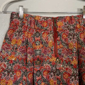Maeve Anthropologie Women S Rosie Floral Gold Pleated Brocade Skirt Pockets thumbnail 6