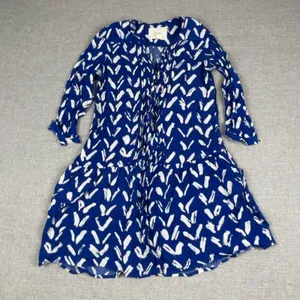 Maeve Anthropologie‎ Dress Womens XS Blue Geometric Henley 3/4 Sleeve thumbnail 1