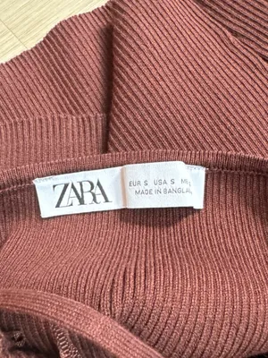 Zara Ribbed Strappy Halter Tank - Burgundy thumbnail 2