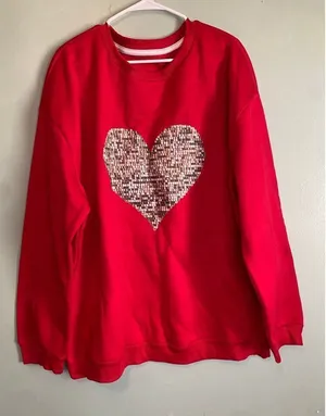Boutique Heart Glitter Crew Neck Sweater Size 4XL NWOT thumbnail 1