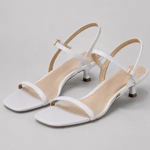 CUSHIONAIRE Soprano Kitten Heel Sandal Womens 11M White Strappy Square Toe Chic thumbnail 3