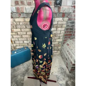 dress falling leaves sun dress jumper yellow rust V neck thumbnail 4