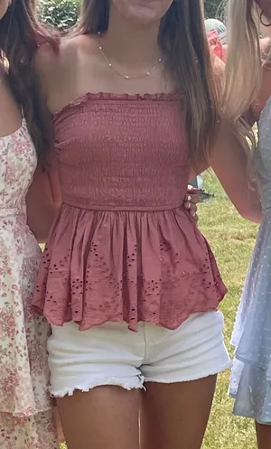 Pink flowy tube top Size XS thumbnail 1