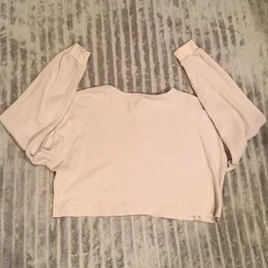 Princess Polly Women's US 8 Crop Waffle‎ Knit Henley Top Beige/Cream Long Sleeve thumbnail 3