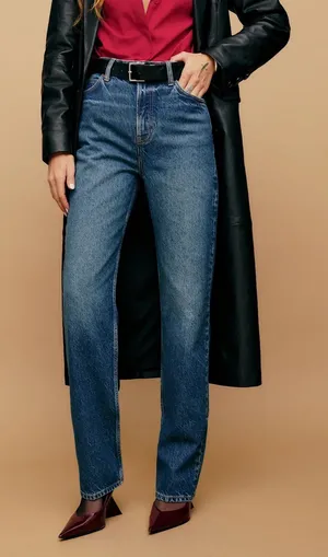 REFORMATION Abby High Rise Straight Jeans In Lanier Size 30 thumbnail 1