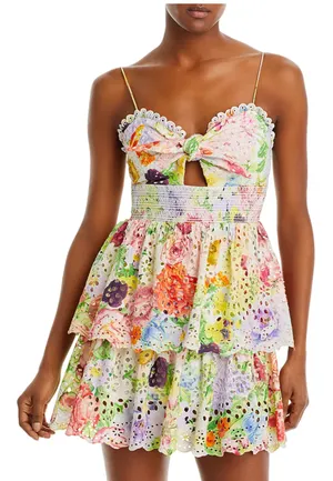 Alice + Olivia Dress Floral Mini Ruffle thumbnail 1