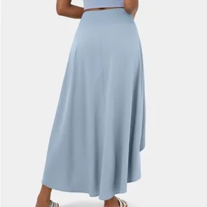 Halara High Waisted High Low Ruffle 2-in-1 Flare Mesh Maxi‎ Skirt Blue M thumbnail 3