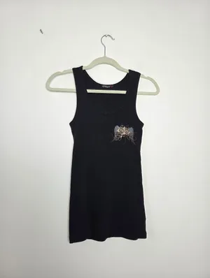 Angel Tank Top Ringer Black Gothic Whimsigoth Affliction Punk Biker Rocknroll M thumbnail 3