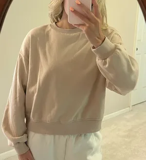 H&M Tan Cropped Crewneck Sweatshirt thumbnail 1