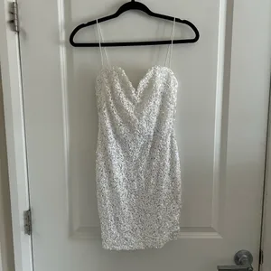 Nookie Confetti Sequin Mini White Bodycon Dress thumbnail 3