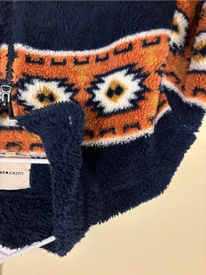 Lucky Brand Women’s L Aztec Sherpa Fleece Jacket Orange thumbnail 7