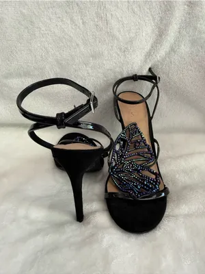 INC Black Butterfly Beaded Heels NWT Whimsigoth Fairycore Size 6.5 thumbnail 4