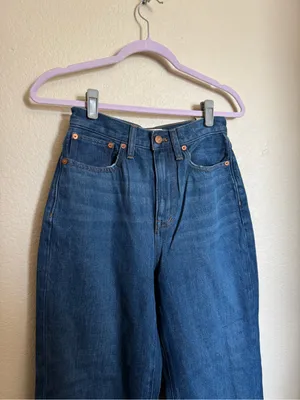 Madewell Baggy Straight‎ Jeans Sz 25 Worn Indigo Wash Dark Wash Hemp Blend NEW thumbnail 5