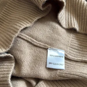 Cortland park 100% cashmere mock v neck open long sleeve sweater camel beige S thumbnail 4