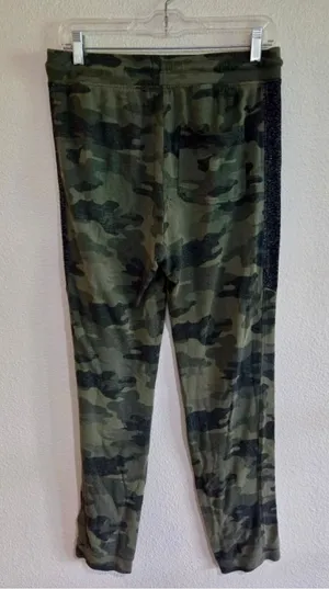 Runway Women’s Camo Contrast Ribbed Panel Joggers Drawstring Green 16 W-230 thumbnail 1