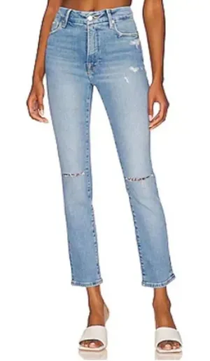 Good American Good Classic Straight Leg Jeans with Knee Slits Indigo123 Size 6 thumbnail 1