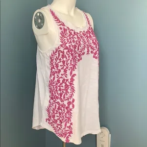 Lucky Brand White & Purple Embroidered Tank Small thumbnail 2