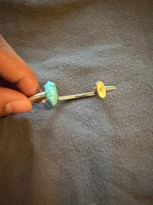 Kendra Scott Gold Open Cuff with Aqua Green Crystal thumbnail 2