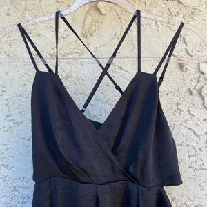 Express size medium strappy back cut out mini silky dress black thumbnail 2