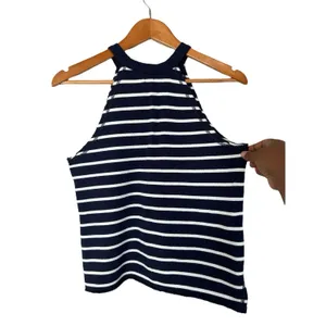 Aerie Womens Halter Neck French Terry Tank Top XS Blue/White Stripe Pullover thumbnail 2