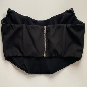 White Fox Boutique Black Strapless Corset Bandeau Crop Top Size Small thumbnail 7