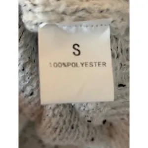 Cream Black Flecked Chunky Knit Crewneck Sweater Small Marl Pullover thumbnail 4