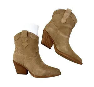 Zodiac - Women's Roslyn Western Bootie in Sandstone Beige Suede thumbnail 1