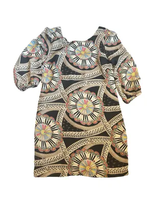 Anthropologie Tulle Black & Multicolor Piano Circle Mosaic Print Dress thumbnail 3