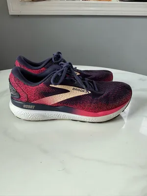 Brooks Ghost Women's Running Shoes - Navy and Pink thumbnail 2