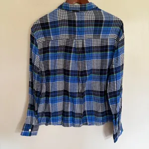 Aerie Blue Plaid Flannel Button Down Shirt Long Sleeve Small Boxy Fit thumbnail 7