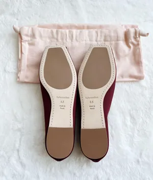 Reformation NWOT Mikayla Ballet Flats satin maroon burgundy size 6.5 thumbnail 4