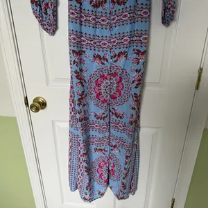 Entro Long Sleeve Blue Pink Floral Bohemian Button Down Maxi Dress Size Small thumbnail 3