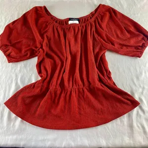 NWT Cinched Babydoll Peplum Blouse Top Love Cameron M thumbnail 1