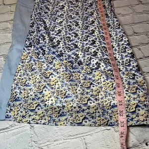 Bebe VTG Y2K One Shoulder Asymetrical Bat Wing Floral Blue Dress Medium thumbnail 4