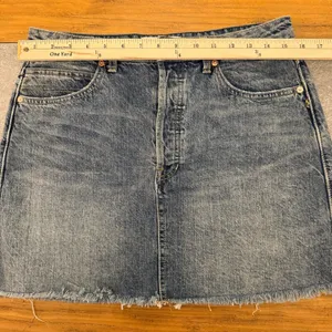 Free People We The Free High Rise Distressed Denim Mini Skirt Size 29 thumbnail 11