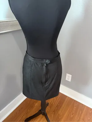 Free People Rumi Ruched Faux Leather Mini Skirt Black Minimalist Medium thumbnail 5