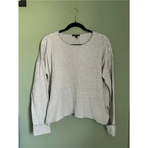 Eileen Fisher Cotton Silk Striped Sweater Silver Light Gray White Size SP thumbnail 2