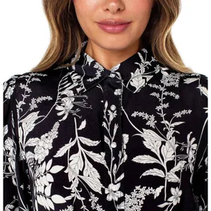 NWT Well Worn Women's Collared Midi Dress with Pockets 1749069 S Black Print thumbnail 4
