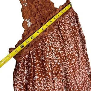Free People Orange Ditsy Floral Lace Bell Sleeve Bodysuit Feminine Festival S thumbnail 10